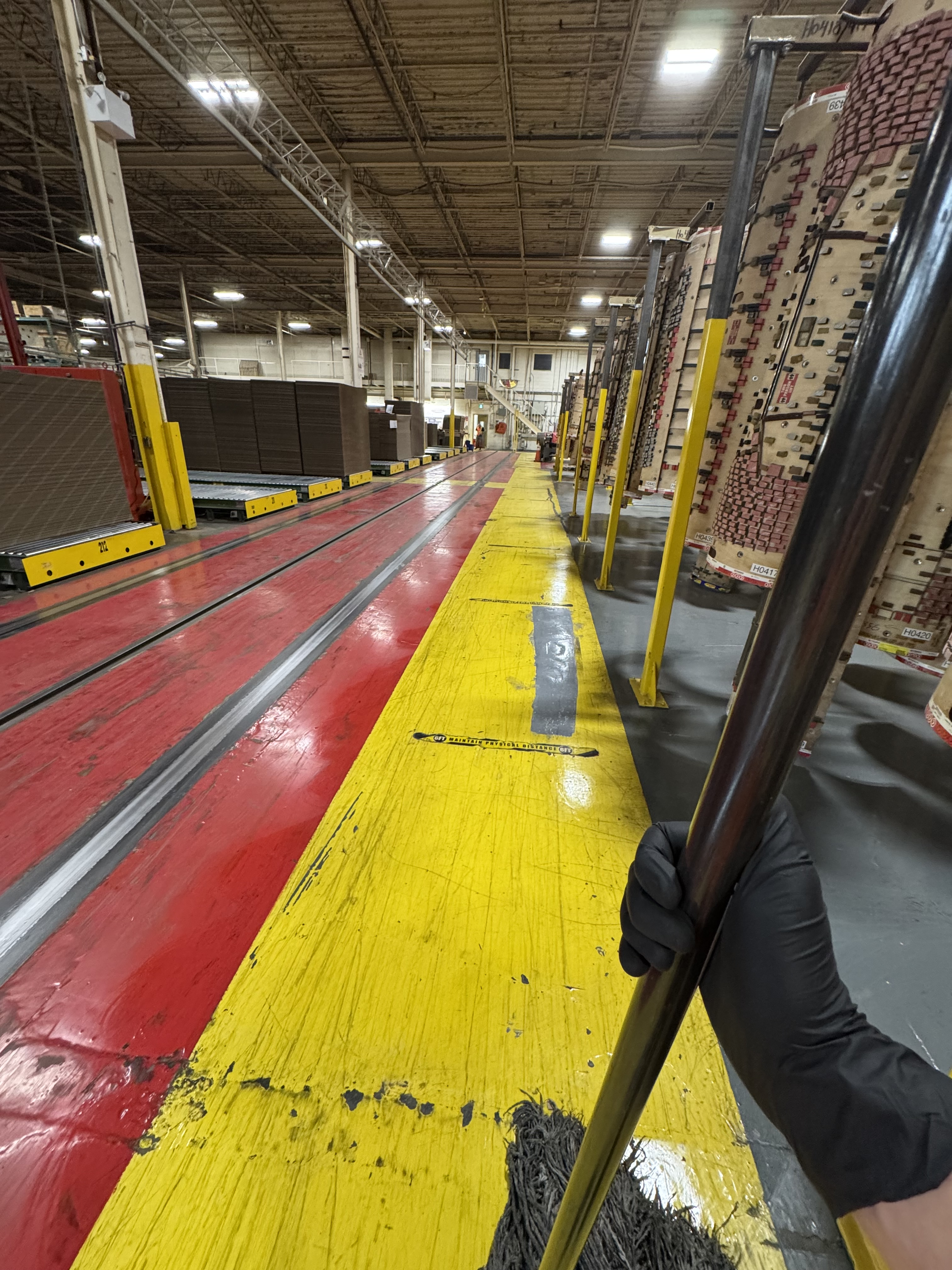 Sanitized kitchen counter shining under lights