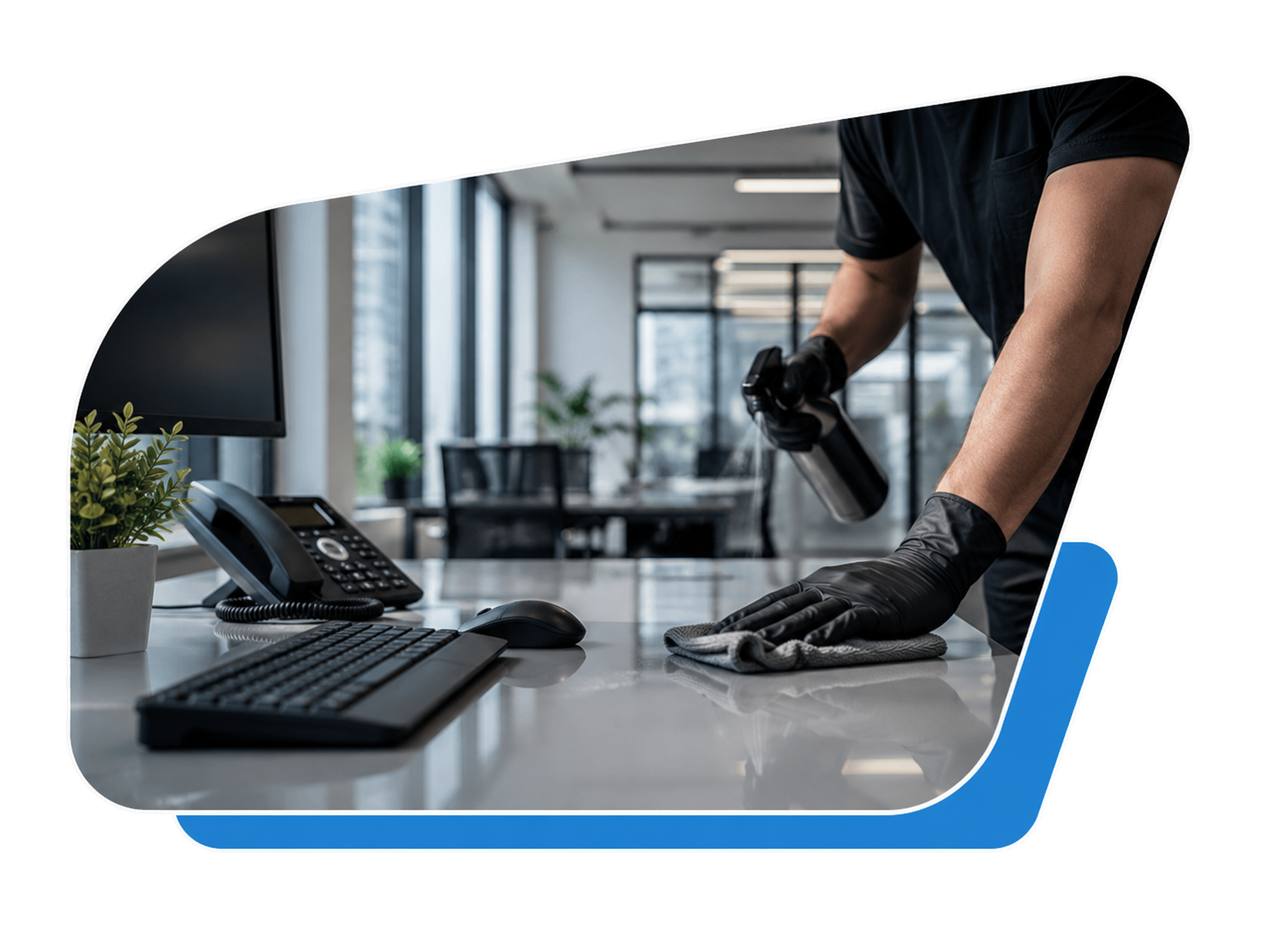 Cleaning an office workstation