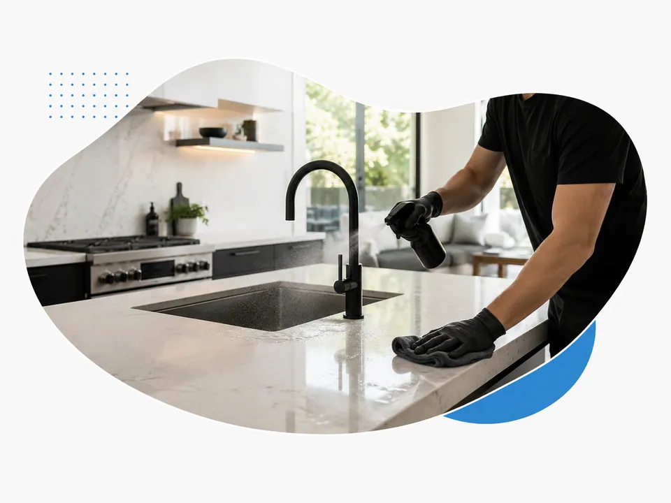 A polished residential sink after detailed cleaning