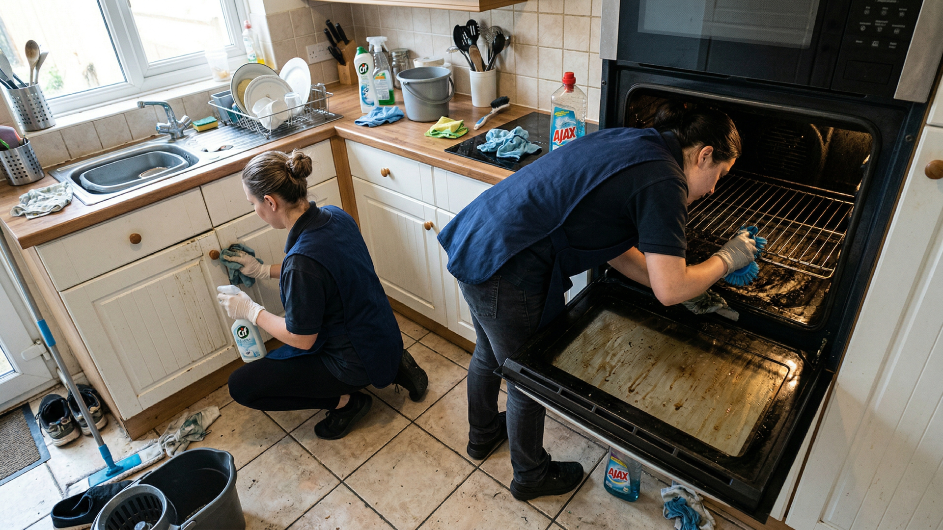 Premium home cleaning team detail work