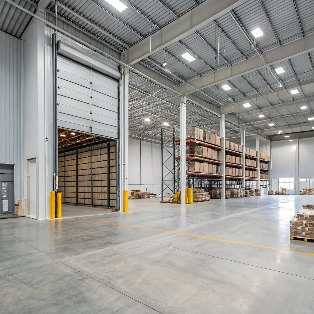 Bright warehouse and shipping space